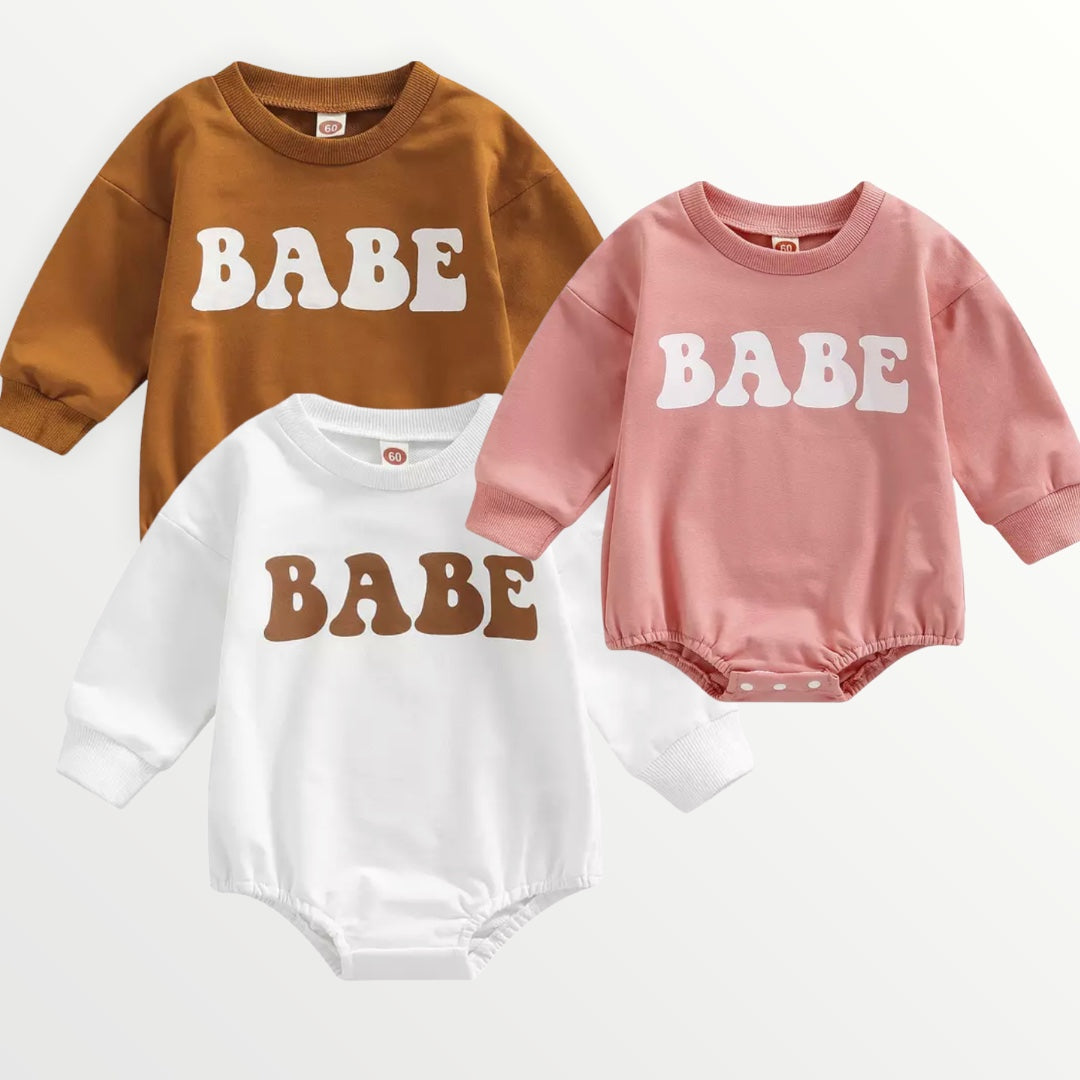 BABE Sweatshirt Romper by The Honey and Bro Co. - Detail View