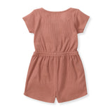 Dusty Rose Organic Cotton Waffle Knit Romper by The Honey and Bro Co. - Detail View