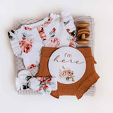 Rosebud Organic Cotton Frill Bodysuit - Flat Lay Styled