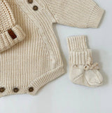Organic Cotton Elliot Knitted Sweater Romper by OLIVE & CRADLE - Flat Lay