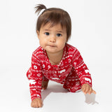 Red Bamboo Christmas Polar Bear Baby Pajamas by Bellabu Bear - Front View