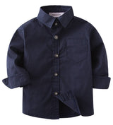 Navy Blue Cotton Button-Down Shirt – Baby & Toddler by Fennco Styles - Close-Up