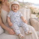 Seashore bamboo zipper romper with convertible cuffs for babies by Tesa Babe - soft breathable gender-neutral one-piece