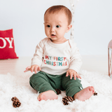 My First Christmas long Sleeve Organic Bodysuit by Finn + Emma - Back View
