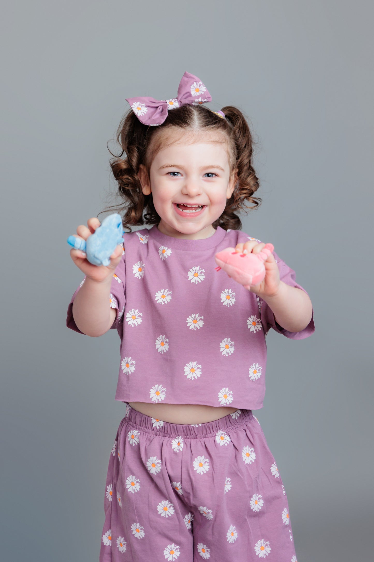 Toddler Girl Summer Floral Print 3 Piece Set by The Honey and Bro Co. - Front View