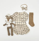 Plaid Romper & Bow - Flat Lay