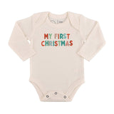 My First Christmas long Sleeve Organic Bodysuit by Finn + Emma - Front View