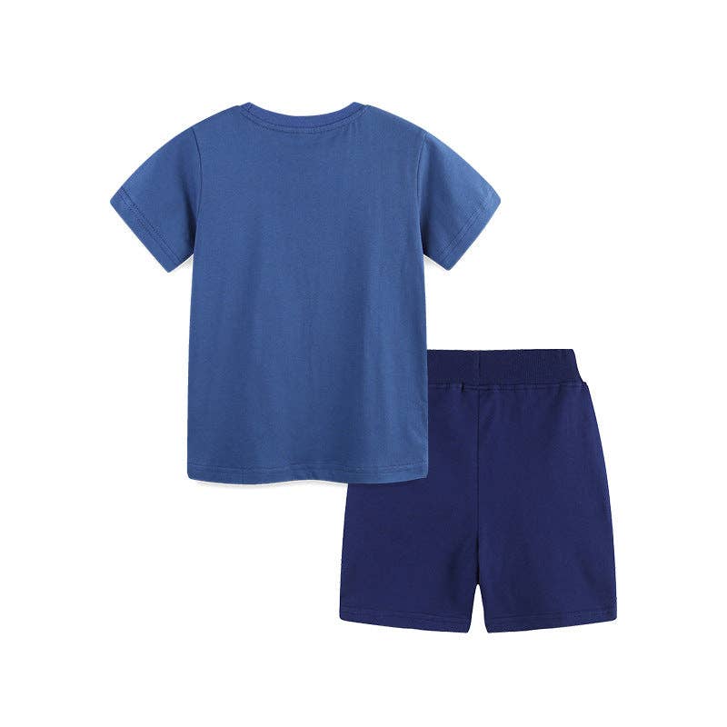 Boys car print cotton t-shirt and shorts set - view 2 for toddlers 2Y-5Y