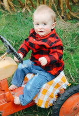 Red & Black Buffalo Plaid Button-Down Boy Shirt by The Honey and Bro Co. - Back View