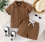 Brown Eyed Boy Ribbed Outfit by The Honey and Bro Co. - Close-Up