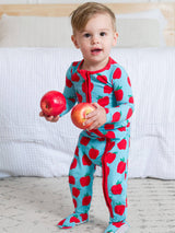 Softsnooze™ Blue Apple Of My Eye Footed Pajamas by The Honey and Bro Co. - Back View