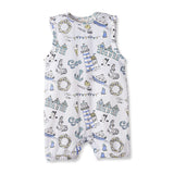 Seashore Shortall Romper – Bamboo Baby Neutral One Piece by The Honey and Bro Co. - Detail View