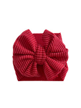 Red Ribbed Headwrap Bow | Baby Girl by The Honey and Bro Co. - Detail View