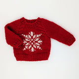 Snowflake Red Crew Neck Sweater for Baby & Toddler by Huggalugs - Back View