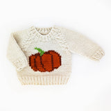 Kids Cozy Pumpkin Crew Neck Cotton Sweater - Festive & Warm by Huggalugs - Front View