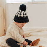 Houndstooth Hand Knit Beanie Hat by The Honey and Bro Co. - Detail View