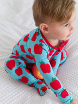Softsnooze™ Blue Apple Of My Eye Footed Pajamas by The Honey and Bro Co. - Back View