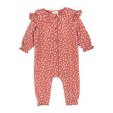 Rose Floral Smocked Organic Cotton Baby Jumpsuit - Front View by Viverano Organics