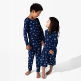 Snowflake Bamboo Kids Pajamas by Bellabu Bear - Flat Lay