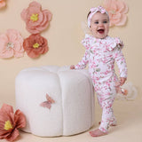 Cherry Blossom Organic Growsuit - Close-Up of Snap Closures