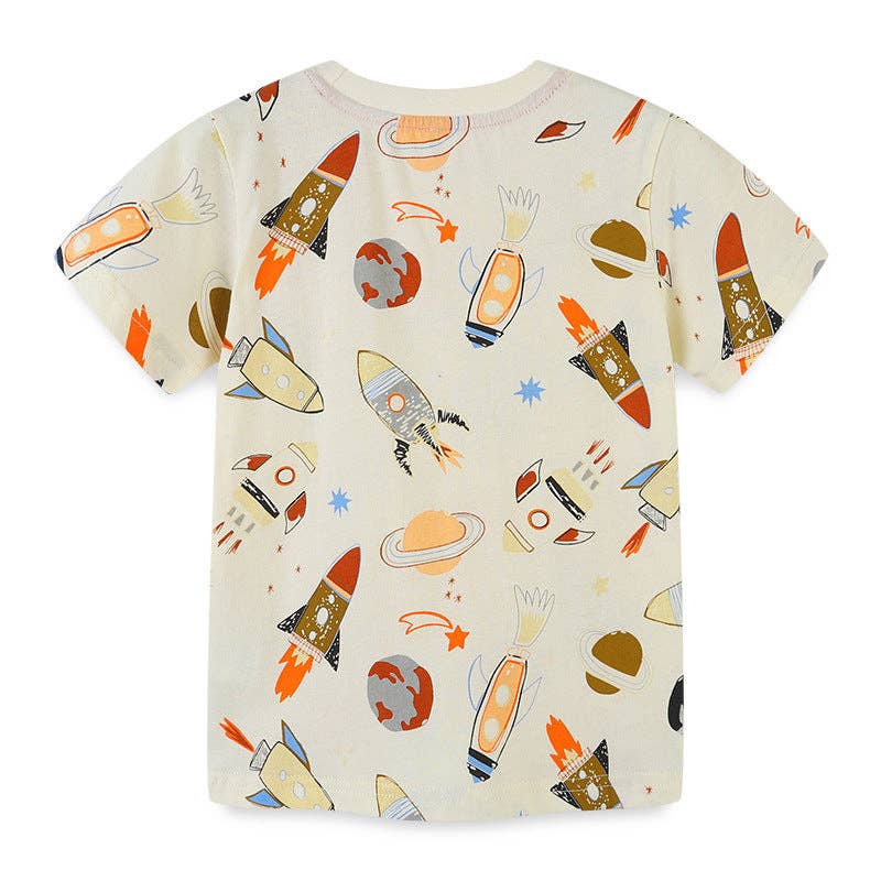 Boys cartoon printed cotton short sleeve t-shirt - view 2 for toddlers 2Y-5Y