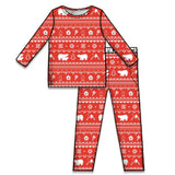 Matching Red Bamboo Christmas Polar Bear Men's Pajamas by Bellabu Bear - Back View