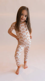 Boho Rainbow Two-Piece Bamboo Pajama Set - Front View