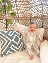 Black Stripe Baby Outfit Set - Close-Up of Soft Stretchy Fabric