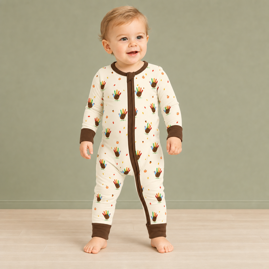 Feathered Friend Zinza convertible baby zippy pajama by The Honey and Bro Co.