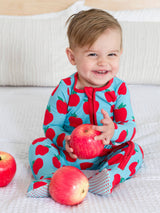 Softsnooze™ Blue Apple Of My Eye Footed Pajamas by The Honey and Bro Co. - Front View