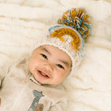 Teal Rainbow Knit Beanie Hat by The Honey and Bro Co. - Lifestyle View