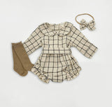Plaid Cotton Romper & Bow - Product Detail