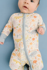 Underwater Friends Bamboo Sleeper - Footed Design Detail