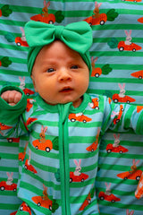 Easter Bunny Race Bamboo Zippy Pajamas by Joan's - Front View - Easter Baby Clothing