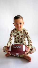 Football Two-Piece Bamboo Pajamas by Joan's - Side View