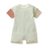 Organic Cotton Color Block Baby Boy Romper - Front View