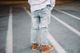 Stretch Denim Pants | Slate Gray by Orcas Lucille - Back View