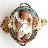 Sunny Citrus Organic Cotton Frill Bodysuit - On Baby Side