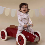 Baby wearing Vintage Cars organic snugglesuit romper