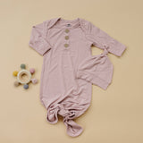 Newborn Bamboo Gown & Hat Set by Little Joy Co. - On Model - Newborn Baby Clothing