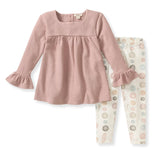 Little Button Organic Tunic & Pants Set by The Honey and Bro Co. - Front View