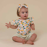 Sunny Citrus Organic Cotton Frill Tee - Citrus Print Detail
