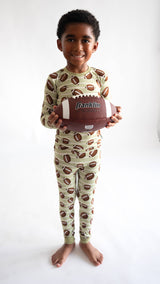 Football Two-Piece Bamboo Pajamas by Joan's - Extra View
