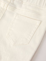 WHITE BELL BOTTOM DENIM PANTS by Rylee Faith Designs - Close-Up - Easter Baby Clothing