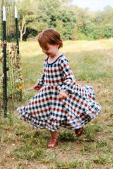 Fall Vintage Plaid Ruffle Swing Dress by Marie Nicole Clothing - Additional View