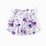 Sweet Big Flower Flutter Sleeve Set by PatPat - Close-Up Print