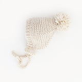Natural Garter Stitch Knit Bonnet by The Honey and Bro Co. - Front View
