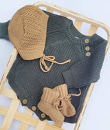 Organic Cotton Elliot Knitted Sweater Romper by OLIVE & CRADLE - Side View