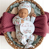 White Rabbit Organic Cotton Zip Footie Sleepsuit by Snuggle Hunny - On Model - Easter Baby Clothing
