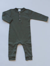 Organic Cotton Henley Romper | Baby Long Sleeve by Little Joy Co. - Lifestyle View